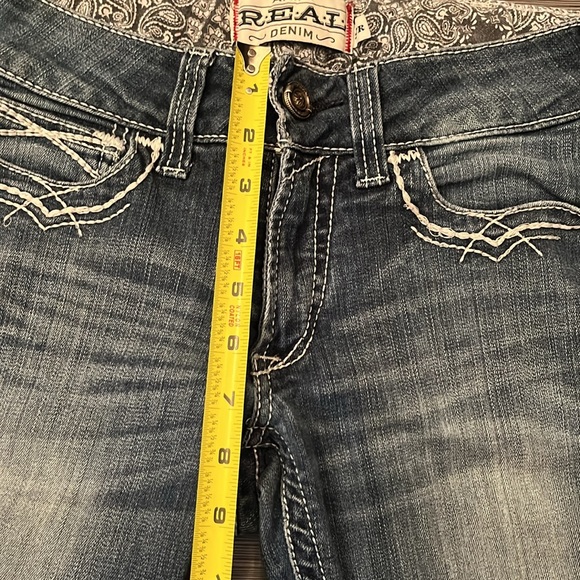 Ariat R.E.A.L. Women’s Stretch Entwined Distressed Boot Cut Jeans Sz 27R Western - Picture 11 of 12